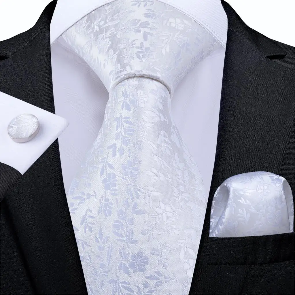 MJ-7264 DiBanGu дизайнерские 18 цветов белые Серебристые мужские галстуки Hanky запонки набор шелковых галстуков для мужчин свадебные вечерние деловые мужские галстуки - Цвет: MJ-7264