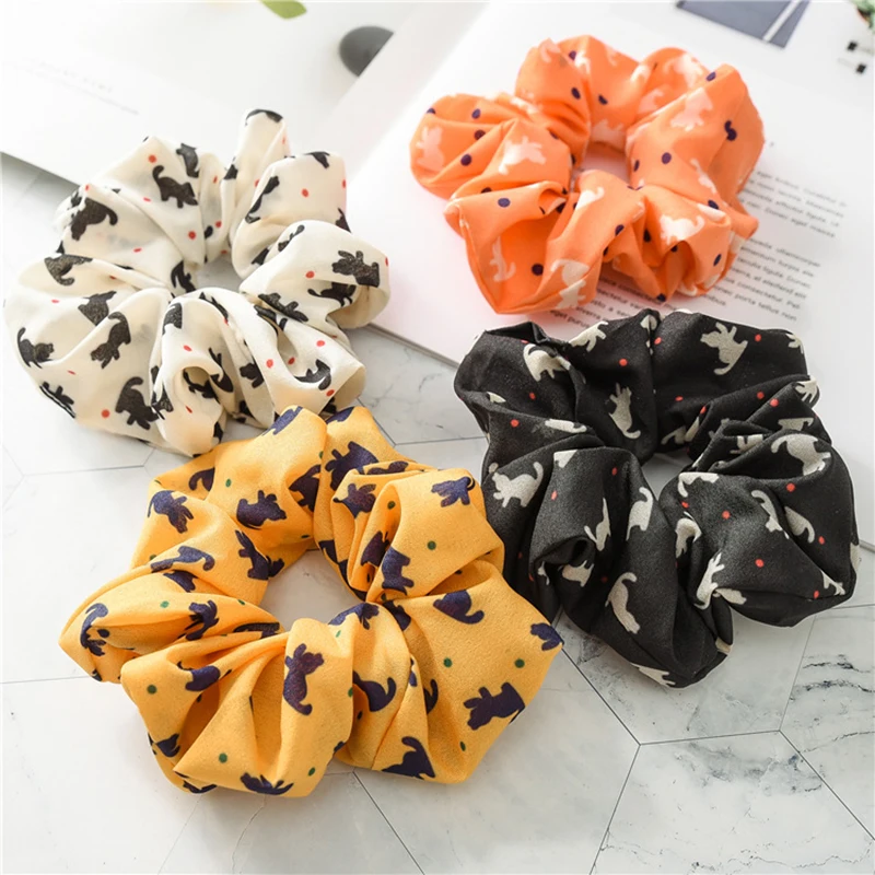 Резинки для волос мягкие эластичные с рисунком кошки и цветочным принтом| |