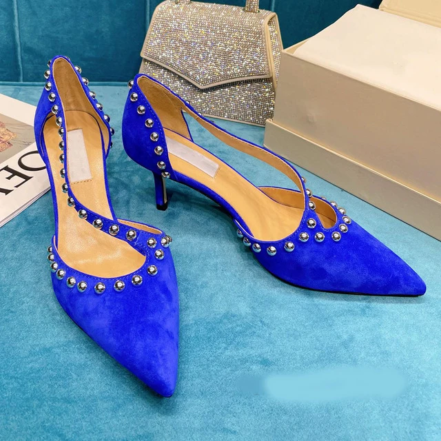 

New pointed leather rivet high-heeled sandals fashion street ladies all-match high-heeled slippers women