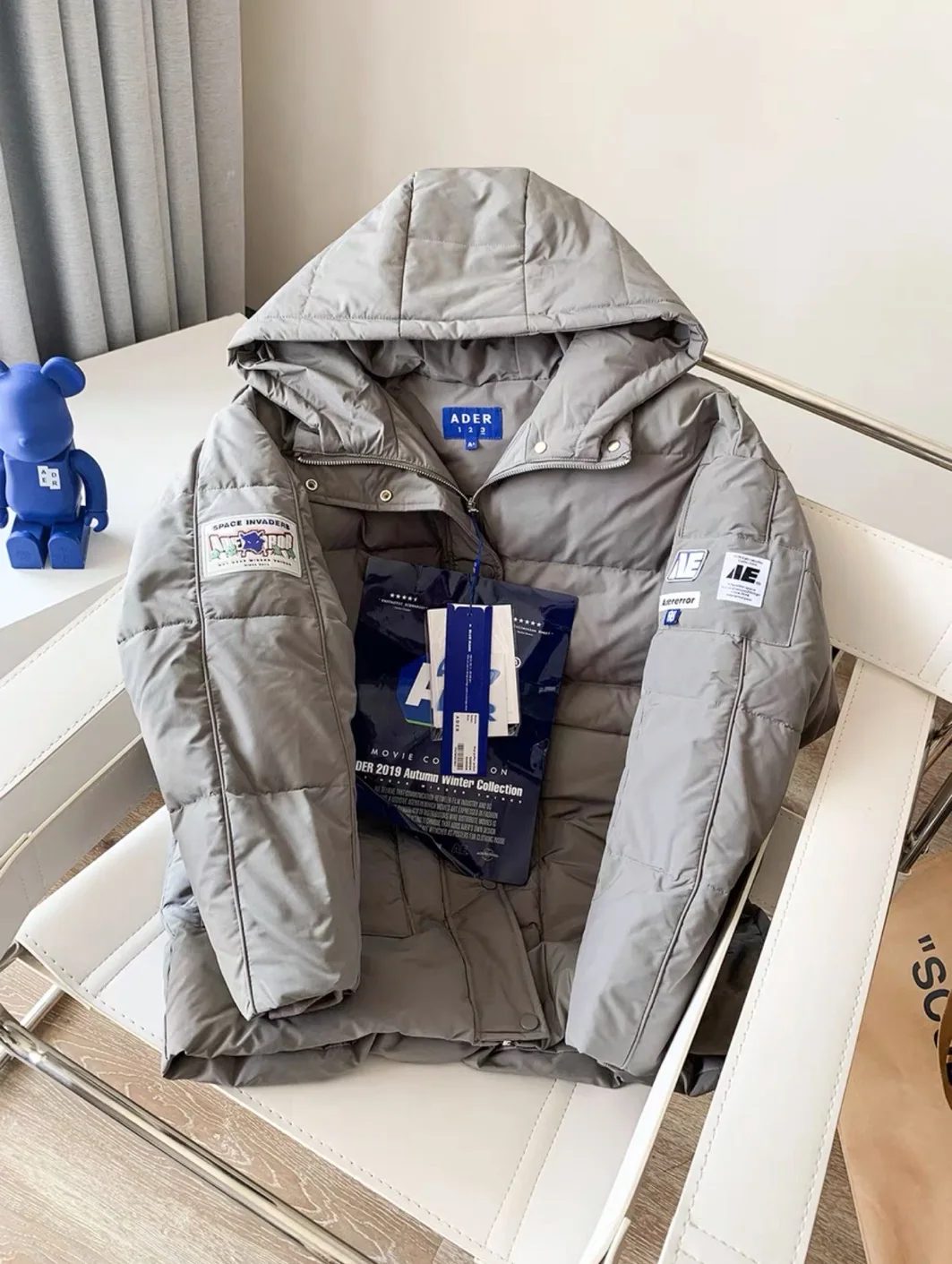 ADER autumn winter new down jacket high quality 1:1 Korean fashion simple Adererror warm mid-length hooded unisex loose jacket