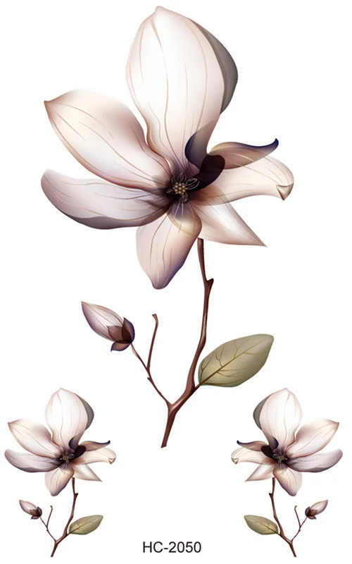 Водостойкая временная татуировка фантазия прозрачный цветок лист передача воды