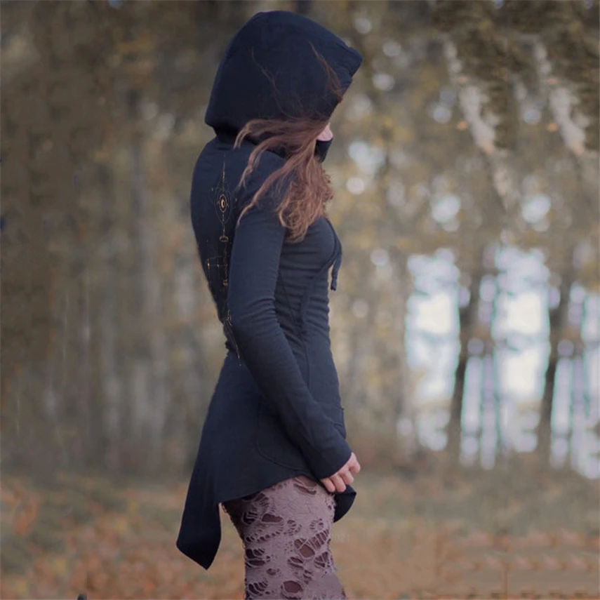 

Halloween Costumes for Women Adult Medieval Cosplay Gothic Viking Vintage Renaissance Dress Hooded Long Sleeve Clothing