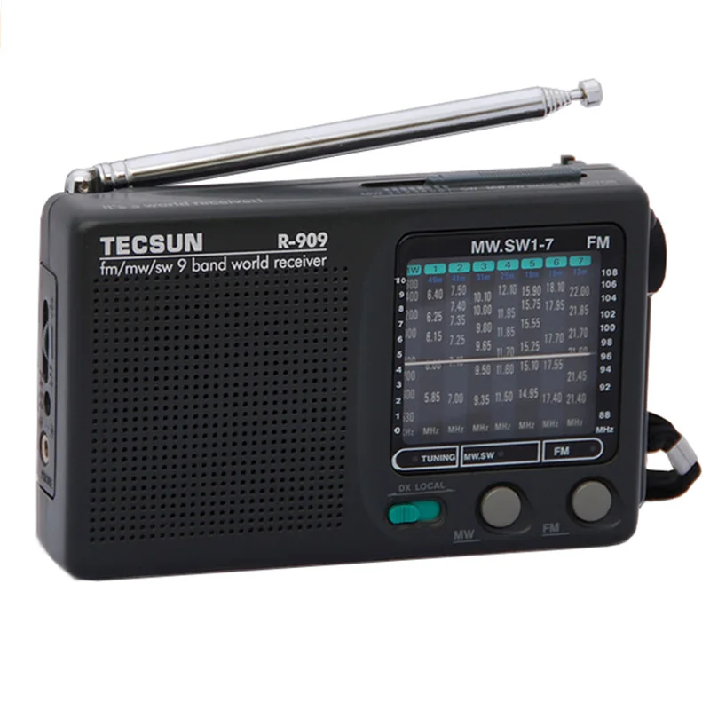 TECSUN R-909 AM/FM/SM/MW (9 диапазонов) многополосный радиоприемник вещание со встроенным