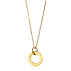 Круглое Кольцо для женщин и девушек, изящная подвеска, ожерелье золотистого цвета, цепь Rolo из нержавеющей стали, модные ювелирные изделия, 18 дюймов, TNS028