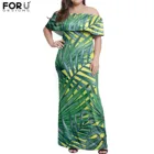 FORUDESIGNSМодные женские летние платье Тропическое Пальма Дизайн Повседневные Вечерние офисные сплошной купальник, большие и маленькие Размеры женский с открытыми плечами платье