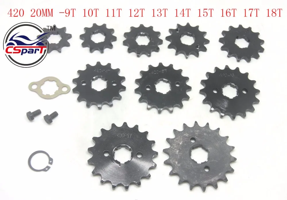 

Передняя Звездочка мотоцикла 9T 10T 11T 12T 13T 14T 15T 16T 17T 18T Зуб 420 ID 20 мм для мотоцикла Honda Dirt bike