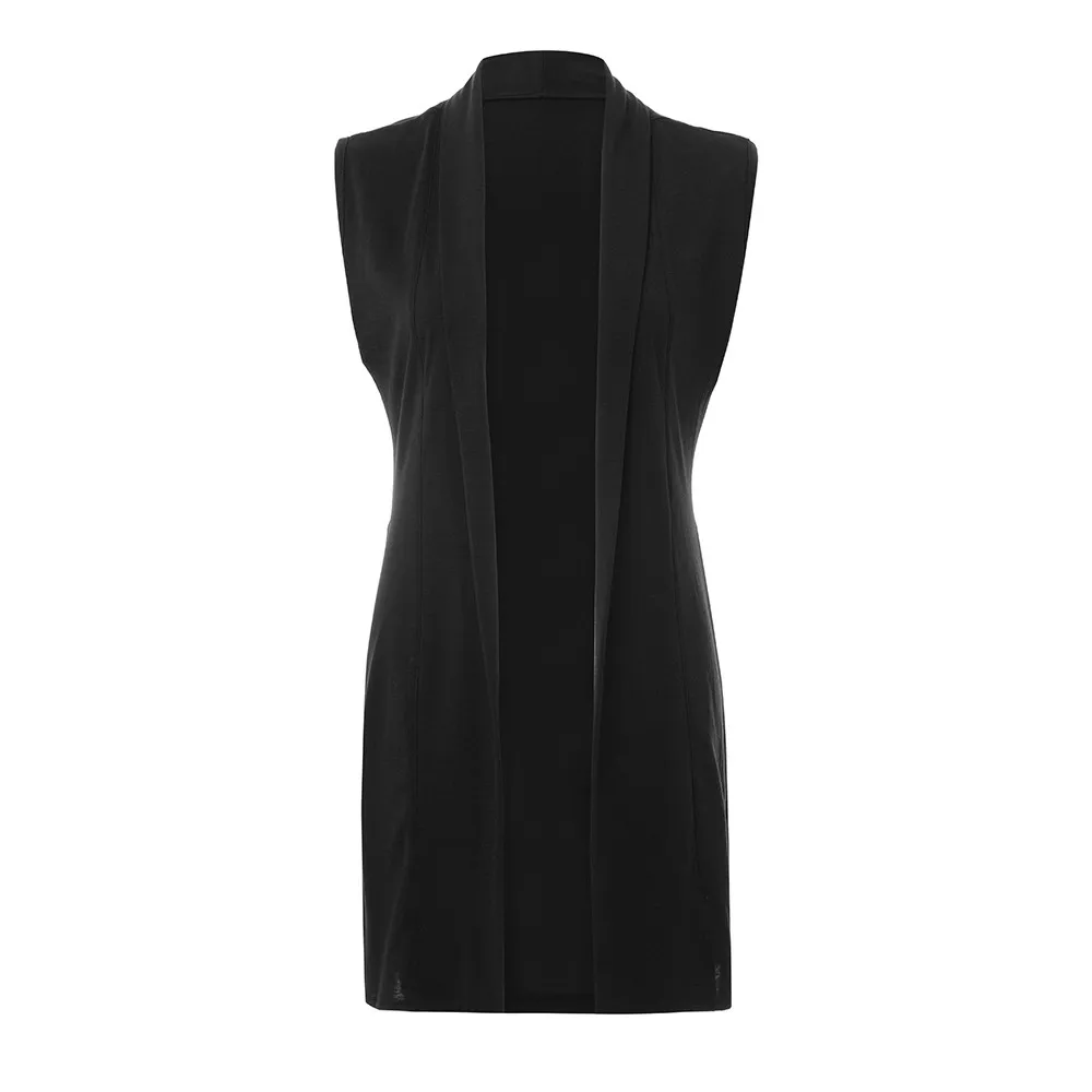 Длинный жилет женский Однотонный colete накидка шаль карман драпированный открытый