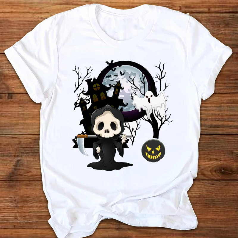 Женская футболка с графическим принтом черепа и тыквы в стиле 90 х осень одежда на