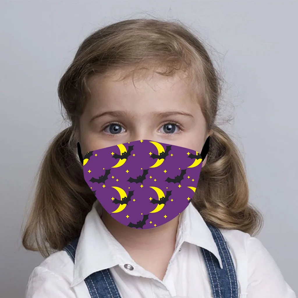 Halloween Print Face Mask For Child Kids Outdoor PM2.5 Dustproof Protection Mouth Adjustable Earloop Children Mouth-muffle | Спорт и