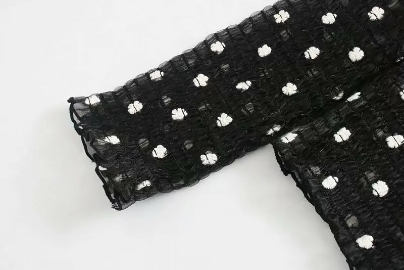Новинка женская сексуальная блузка из прозрачной органзы с пышными рукавами