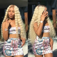 613 blonde full lace human hair wigs 28 inch deep wave lace frontal wig for women pre plucked 4 roots 13x6 lace front wig 180