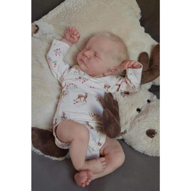 

19inch Reborn Handmade Dolls Newborn Baby Nurturing Dolls Sleeping Blonde Hair High Quality Handmade Artificial Doll
