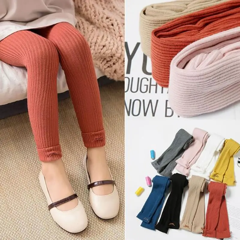 Новинка сезон весна осень трикотажные хлопковые леггинсы с бантом и оборками для