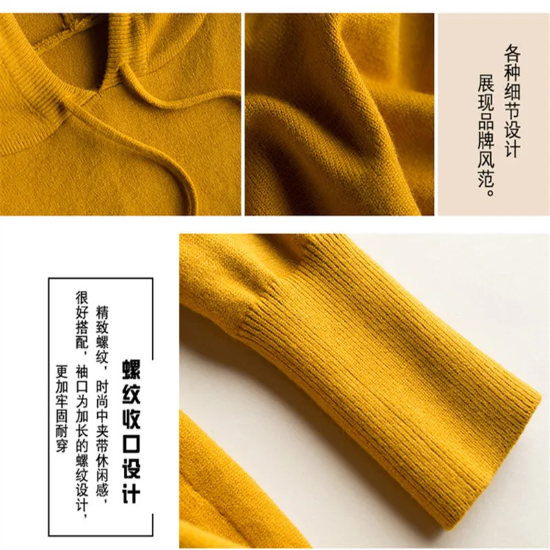 

Women's autumn/winter sweater Korean pullover hooded sweater 2019 New Fashion Loose plus-size knitwear Tops