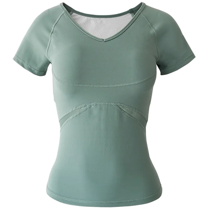

Women's T-shirt Short Sleeve Temperament Mesh Back Breathable Sweat Wicking Fashion High End Gym Professional Fitness T-Shirt