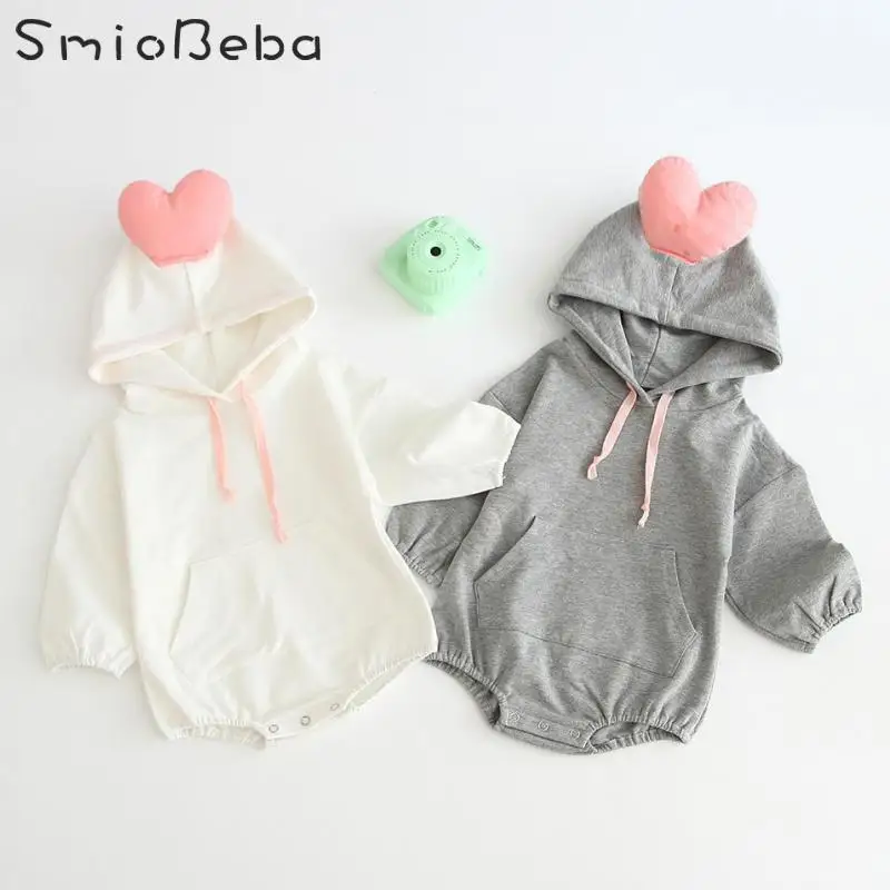 

Autumn 2019 Winter Baby Girl Rompers 3D Love Climbing Garment With Fleece And Thickening Boys Newborn Jumpsuit Warm Velvet