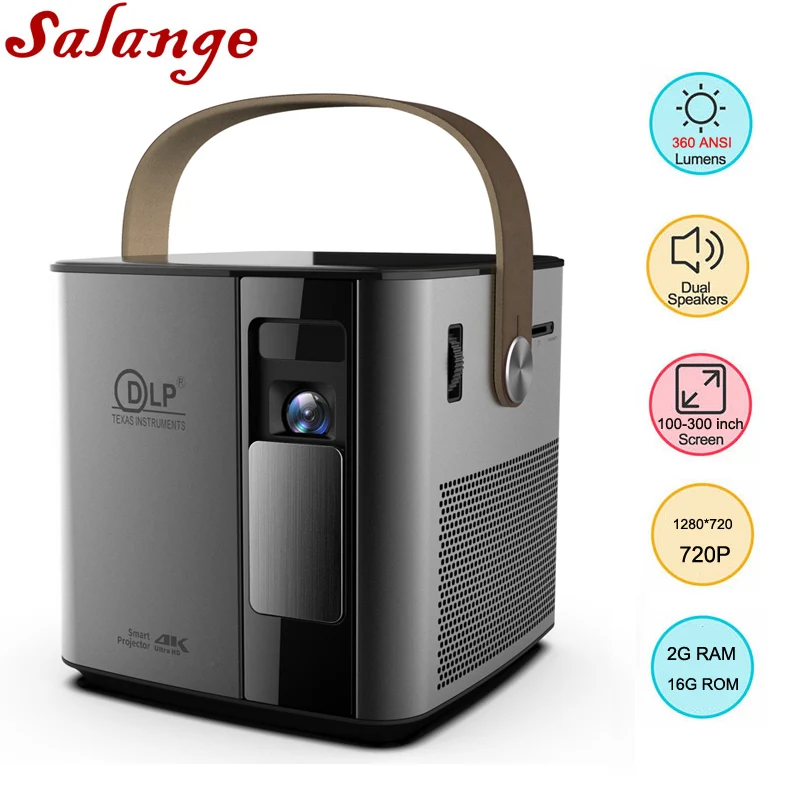 Salange P12 HD Led проектор мини-проектор 3D Android проектор DLP 1280*720P Wifi 2G+ 16G видео проектор для домашнего кинотеатра