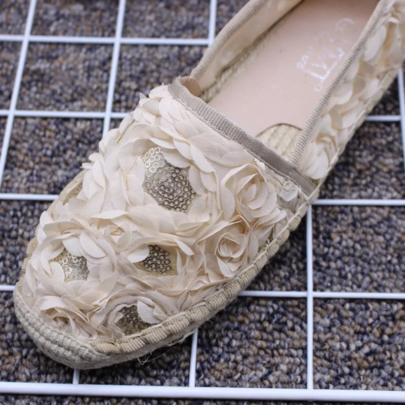 Женская обувь без застежки из соломенной пеньковой ткани Повседневная Удобная