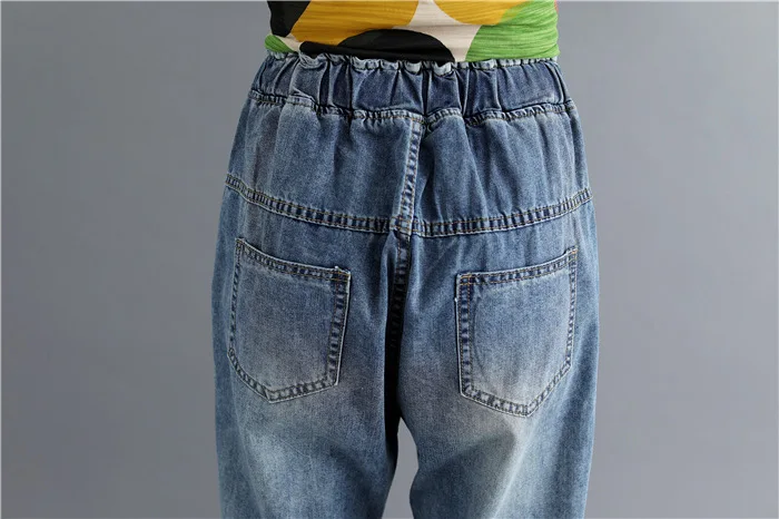 

Loose Slim Patch Personality Cotton Jeans Women Loose Large Size Hole Casual Fashion Trend Patchwork Hot Sell Nine Points Pants