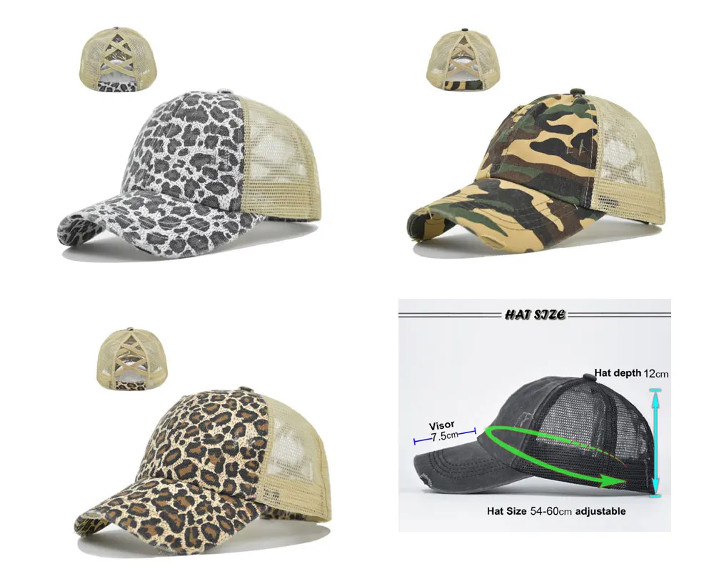 Wholesale 100% Camouflage Leopard Print  Washed Cotton Men Baseball Cap Fitted Caps Snapback Hat For Women Casual Mesh Hats 2021