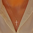 Ожерелья HebeDeer, ювелирные изделия, простой тренд, крест, длинная девушка, золотой, серебряный цвет, винтажное ожерелье, цепь для женщин, колье Kpop