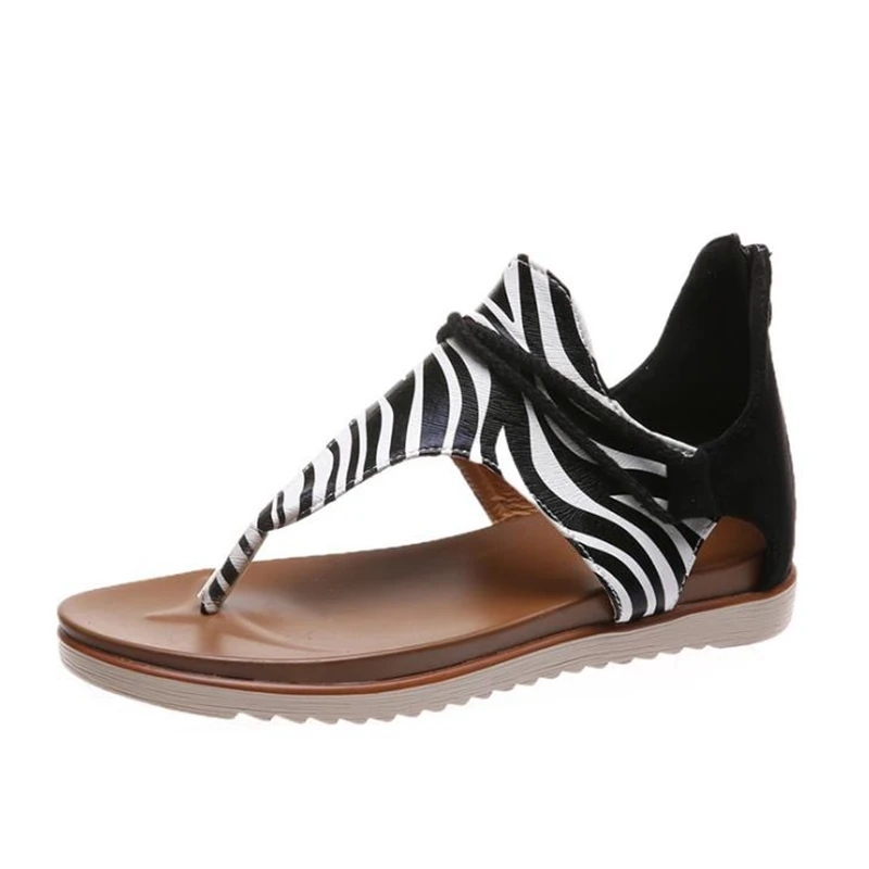 Женские босоножки на плоской подошве летние с леопардовым принтом большие