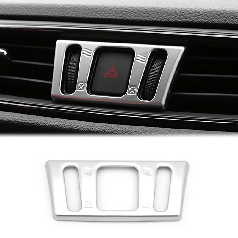 

Car Central Air Vent Emergency Light Console Chrome Cover Trim Bezel Styling for Nissan Rogue X-Trail 2014-2018