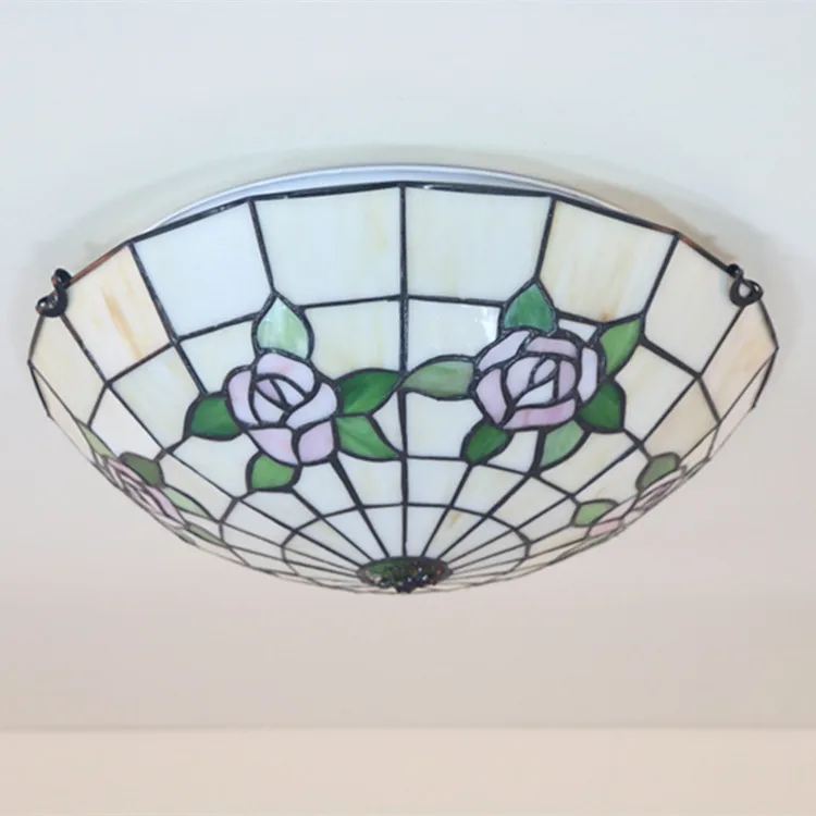 Средиземноморский стиль цветной стеклянный абажур потолочный светильник Tiffanylamp лампа с креплением светодиодный лампы