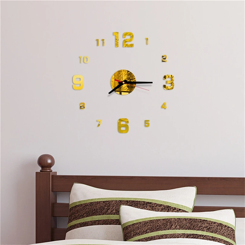 Acrylic Mirror Wall Clocks Horloge 3D Stickers Quartz Needle Big Clock Home Living Room Decoration Mural Decals J30 | Дом и сад