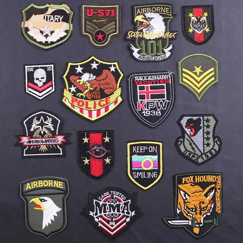 

Military Patch Wolf Badges Embroidered Patches for Clothing Thermoadhesive Thermal Stickers for Fabric Clothes Appliques Stripe