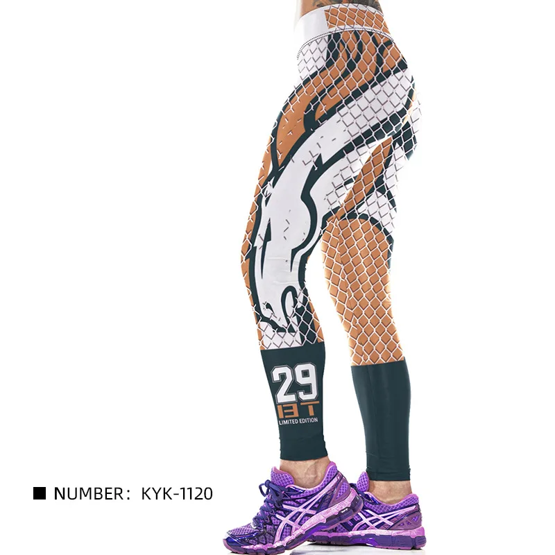 2020 New Running Fitness Pants European American Yoga Rugby Team Digital Printing Hip High Waist Sports Leggings | Спорт и