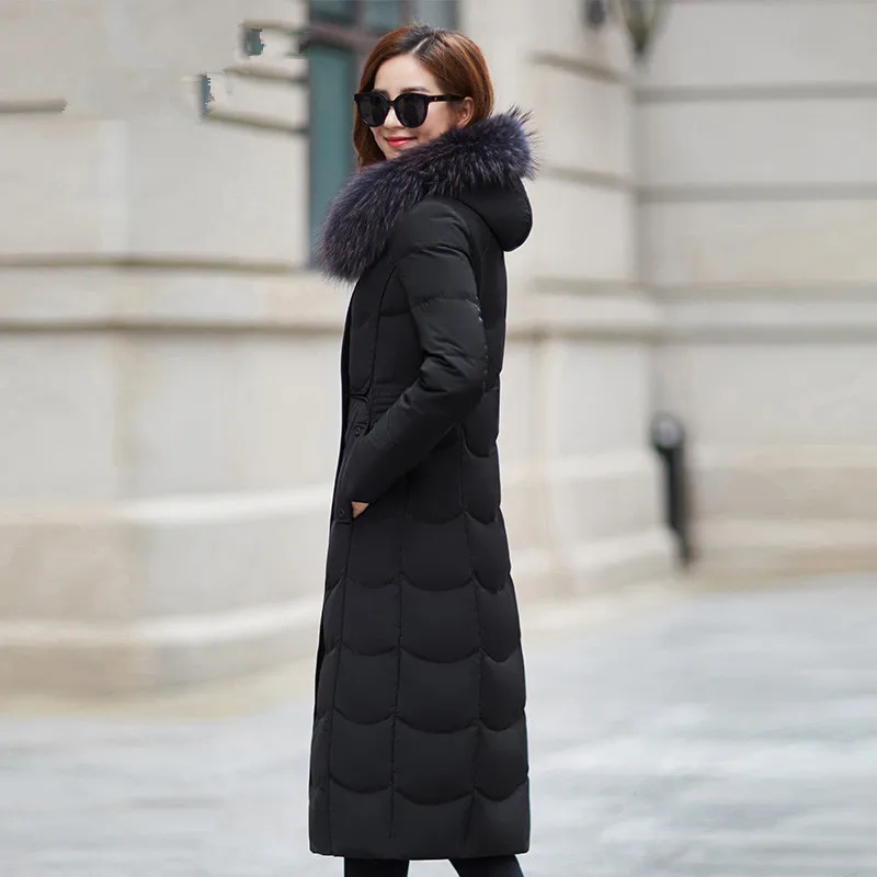 Женский пуховик зимняя куртка Женская парка с воротником из натурального меха