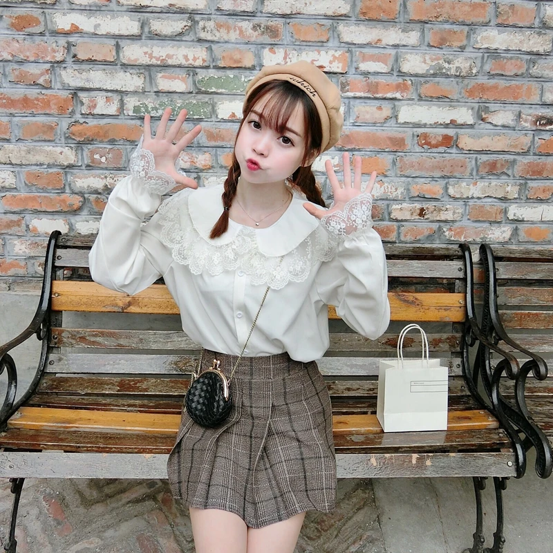 Белая рубашка KYQIAO В Стиле Лолита японская школьная форма в стиле мори для девочек