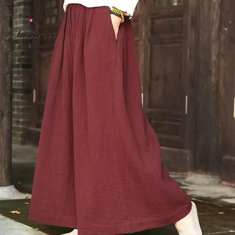 Женские льняные широкие брюки Suvance повседневные однотонные винтажные хлопковые