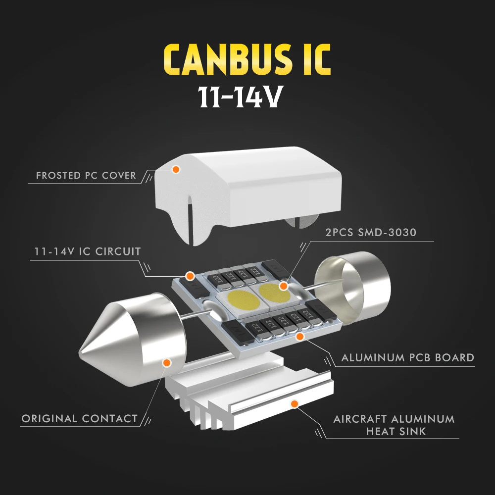 Route101 2 шт. C5W светодиодный 39 мм Festoon CANBUS светодиодная лампочка лампы 6000 К белый свет