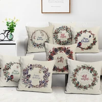 vintage christmas wreath photo pillow case new year party decorative cushion covers for home sofa chair decor linen pillowcases