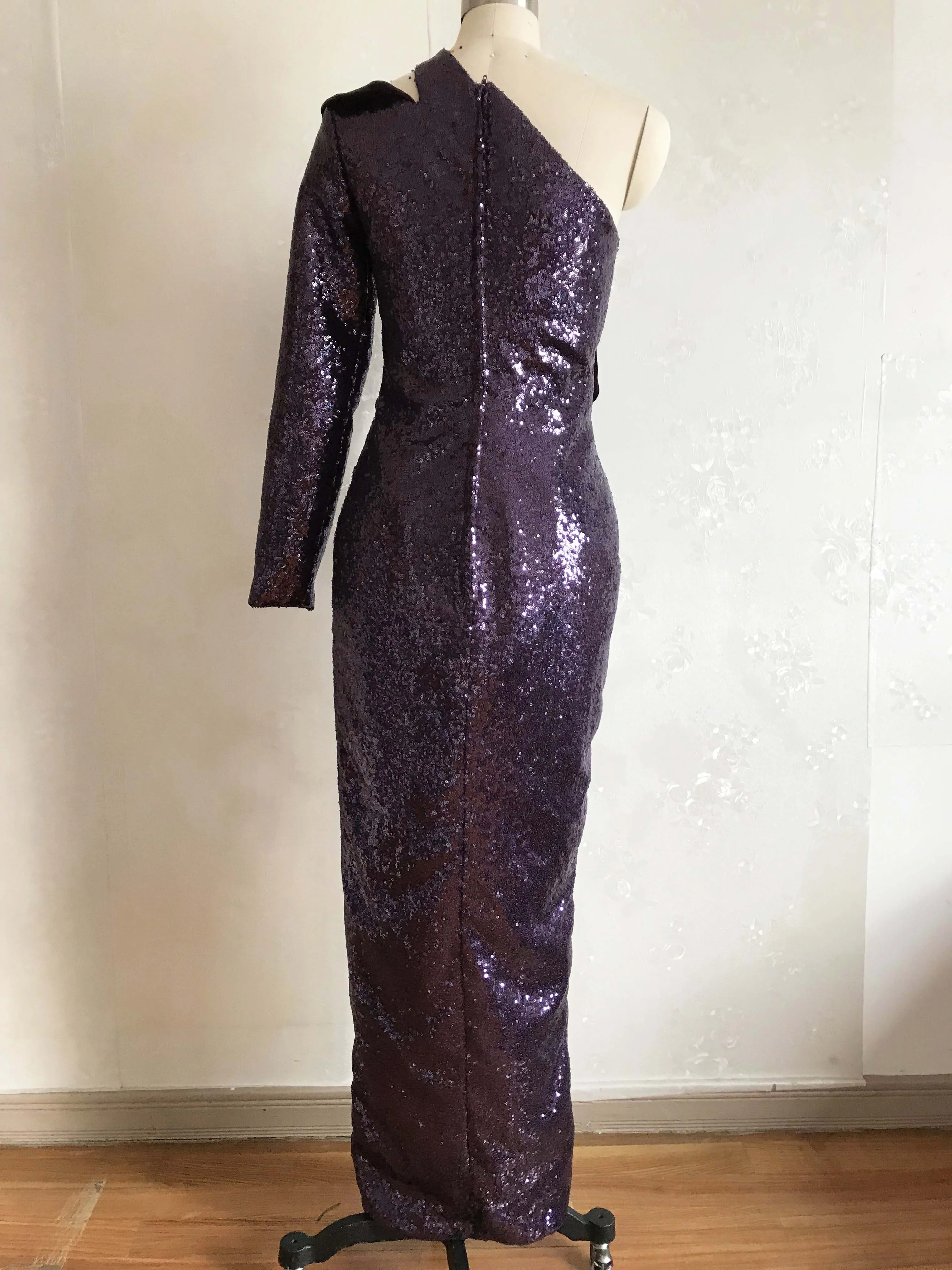 Сексуальное Фиолетовое Платье Vestidos De Fiesta с вырезом на одно плечо длинным рукавом