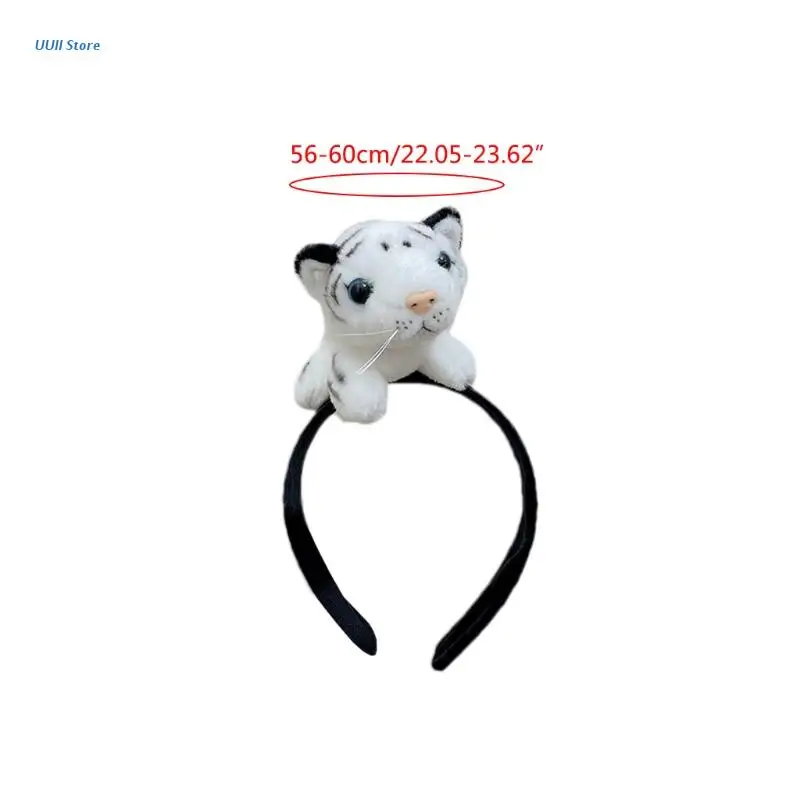 

Leopard Cute Head Headbands Furry 3D Animal Hair Hoop Lying Tiger Hairband