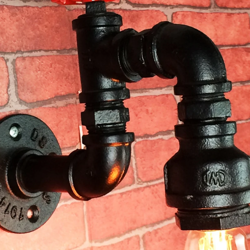 

Retro Industrial Style Bar Coffee Shop Restaurant Creative Wrought Iron Wall Lamp Decoration Water Pipe Wall Lamp Rack