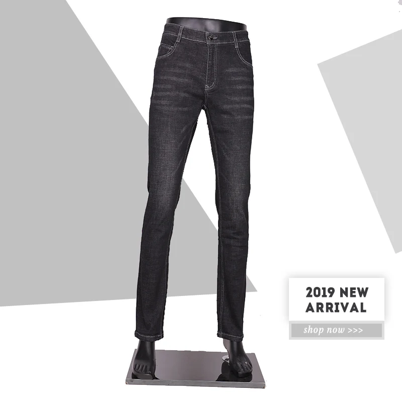 

Xu Rui 2019 New Men's Fashion Jeans Business Casual Stretch Slim Jeans Classic Trousers Denim Pants Male Black Large Size