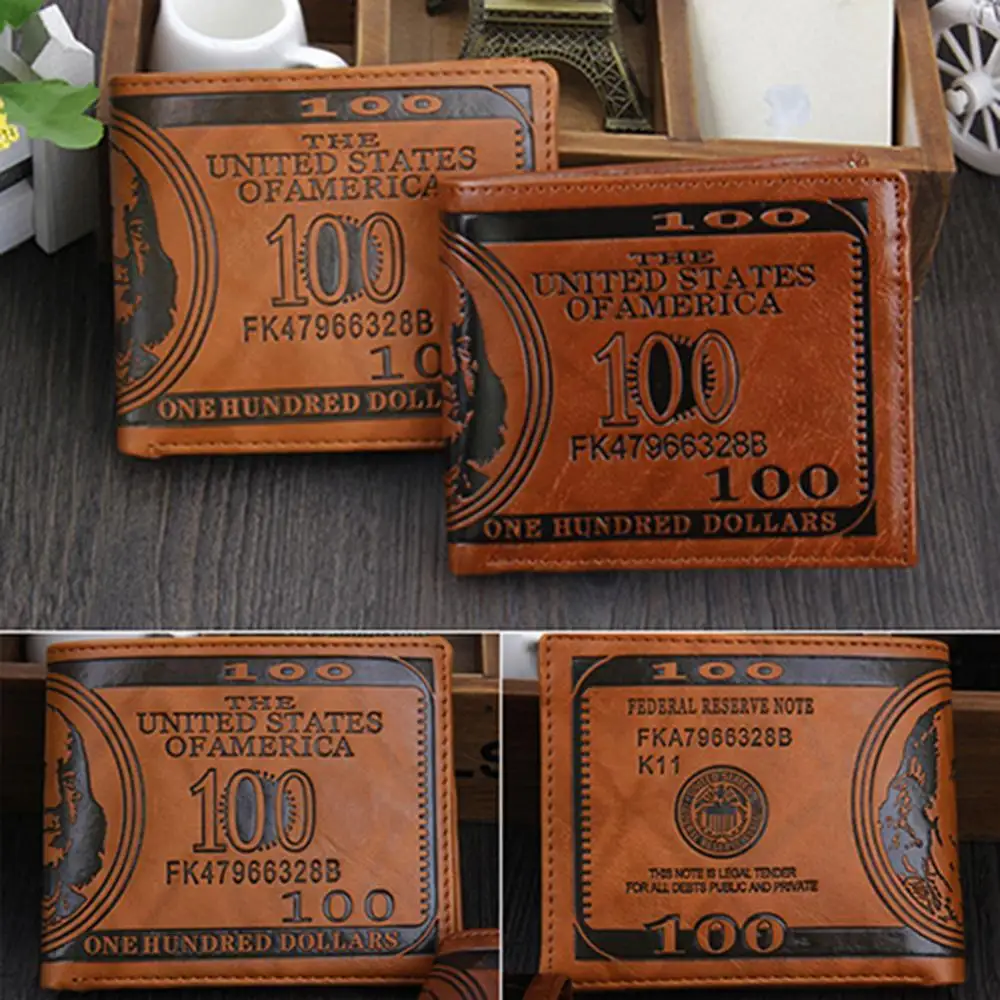 

2021 new luxury men artificial leather dollar design bi-fold creative wallet credit card card holder slim coin purse daily gift