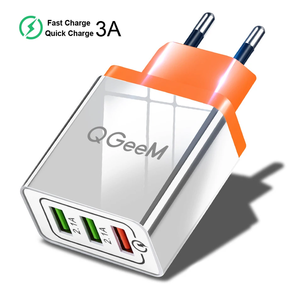 Orange QGEEM 3 USB зарядное устройство Быстрая зарядка 3,0 быстрое USB настенное зарядное устройство портативное мобильное зарядное устройство QC 3,0 адаптер для Xiaomi iPhone X EU US Plug - Тип штекера: Orange