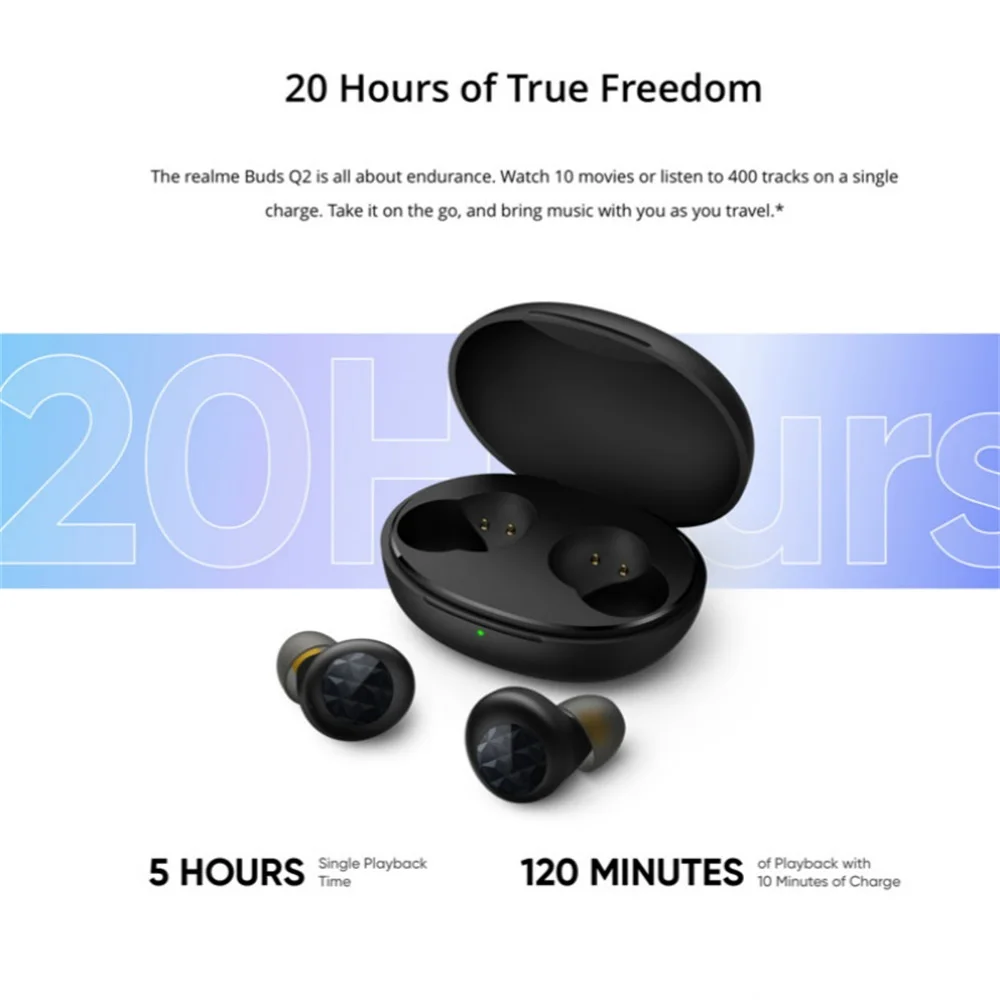 realme buds q2 tws wireless earphone bluetooth 5 0 stereo waterproof intelligent touch controls headphones with charging box free global shipping