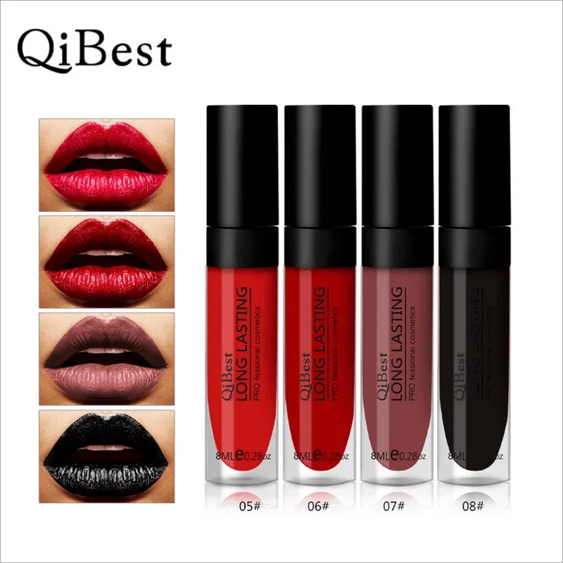 

QIBEST 12 Colors Lip Gloss Long Lasting Moisture Cosmetic Lipstick Sexy Nude Red Lipstick Matte Lips Makeup Waterproof Lip Tint