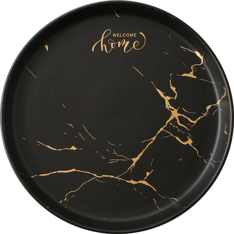 Белый и черный золотой Круглый золотистый керамический Обеденный набор