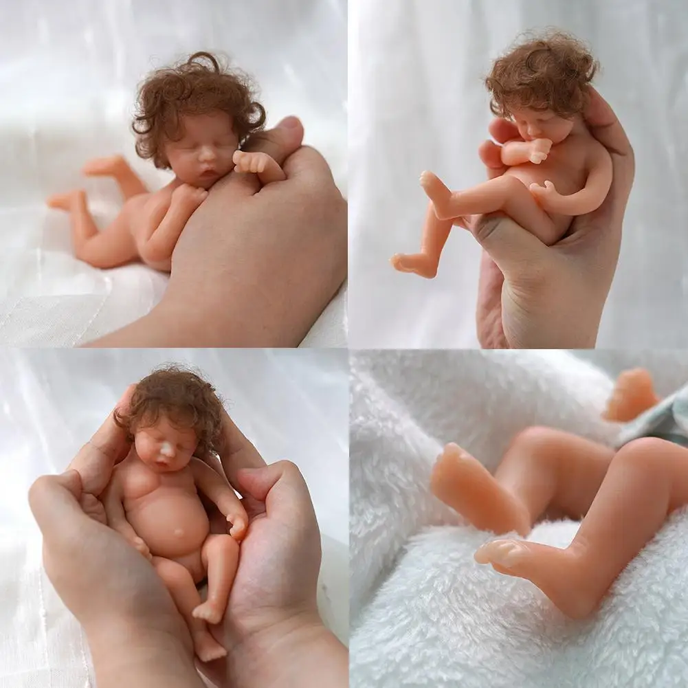 

6 Inch Mini Reborn Doll Simulation Sleeping Girls Gifts Silicone Toy Doll Baby Playmate Collections Chrismas Doll B3C6