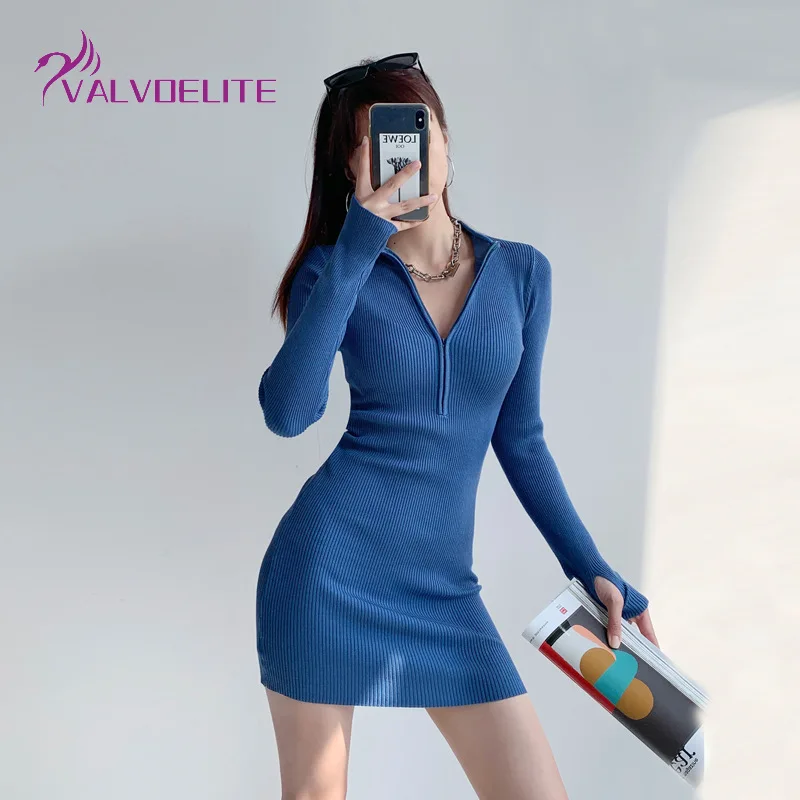 

Новинка, Женский вязаный свитер, зимний бархатный теплый свитер, Длинный пуловер с круглым вырезом, платье высокого качества, Однотонная ру...