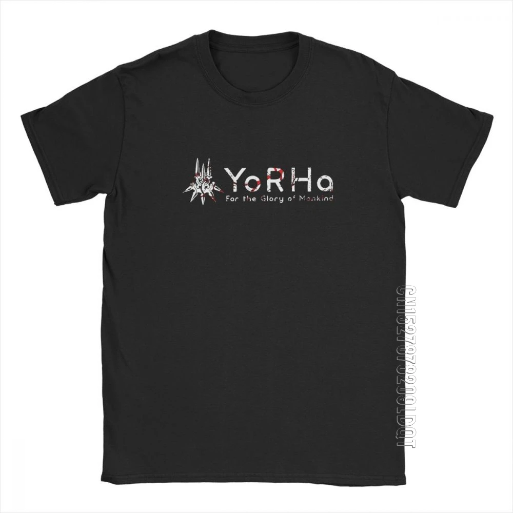 

NieR Automata YoRHa Men T Shirt 2B Game Vintage Tee Shirt Male Tshirt O Neck T-Shirt 100% Cotton Party Clothes