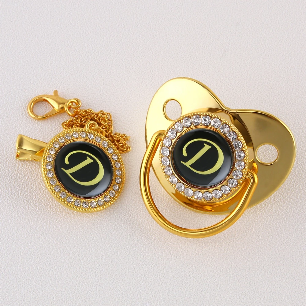 Роскошный Золотой зажим-цепочка для соски-пустышки с надписью A BlingBling без