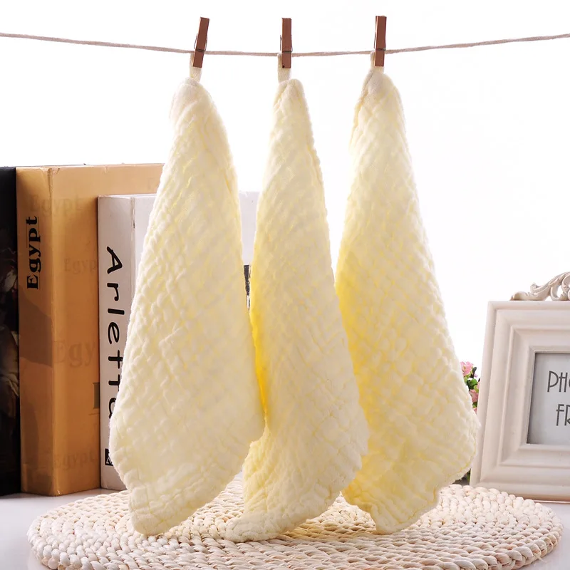 

5 Pcs/Lot Plain Small Square Towel Handkerchief Baby Cotton Six Layer Wash Foam Pleated Gauze Saliva Towel Handkerchief 28cm
